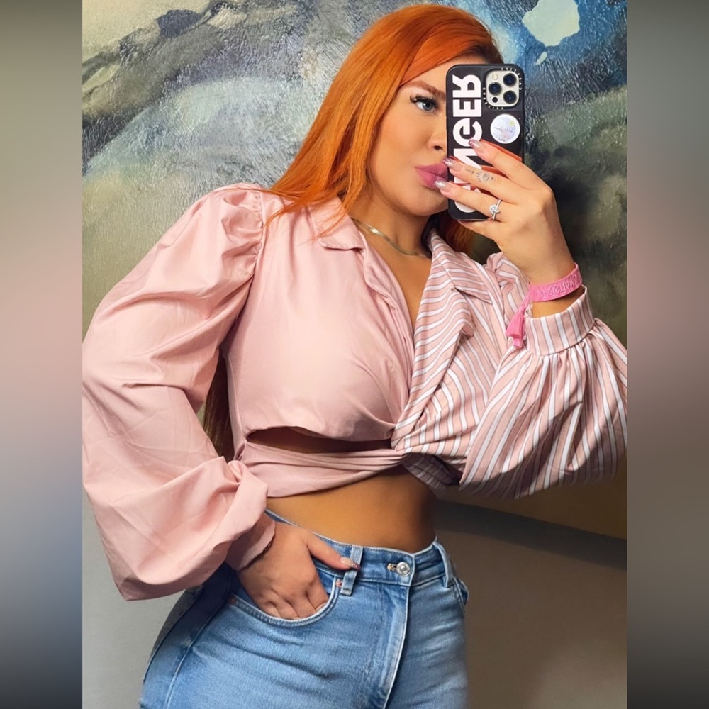 Elegant Pink and Striped Blouse for Women